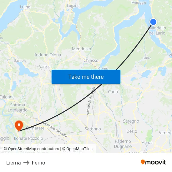 Lierna to Ferno map