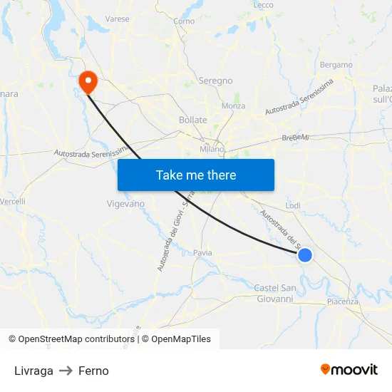 Livraga to Ferno map