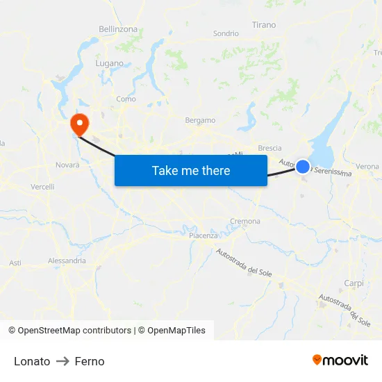 Lonato to Ferno map