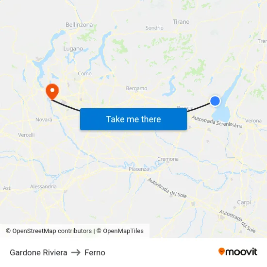 Gardone Riviera to Ferno map