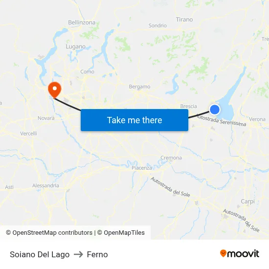 Soiano del Lago to Ferno map