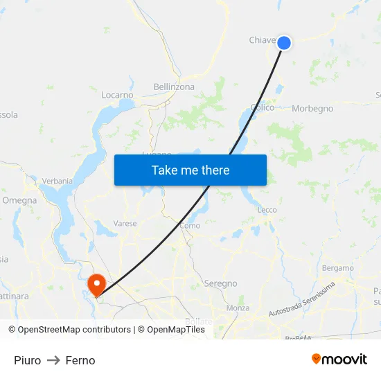Piuro to Ferno map