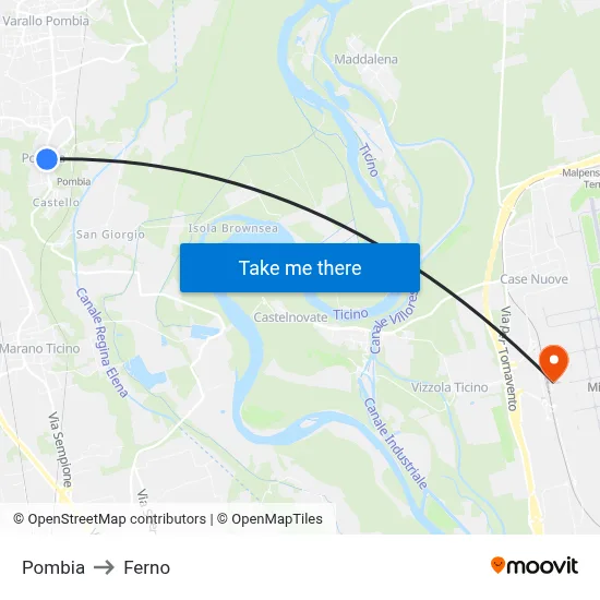 Pombia to Ferno map