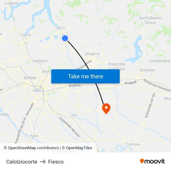 Calolziocorte to Fiesco map