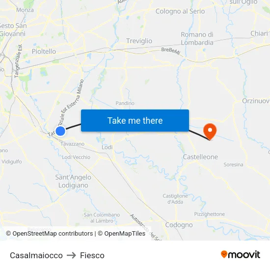Casalmaiocco to Fiesco map