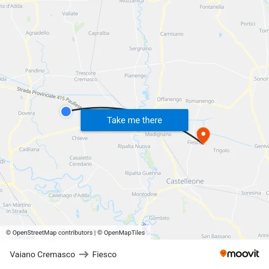 Vaiano Cremasco to Fiesco map