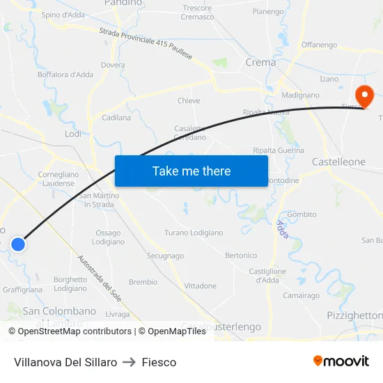 Villanova Del Sillaro to Fiesco map