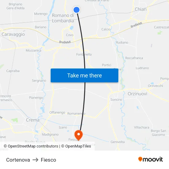 Cortenova to Fiesco map