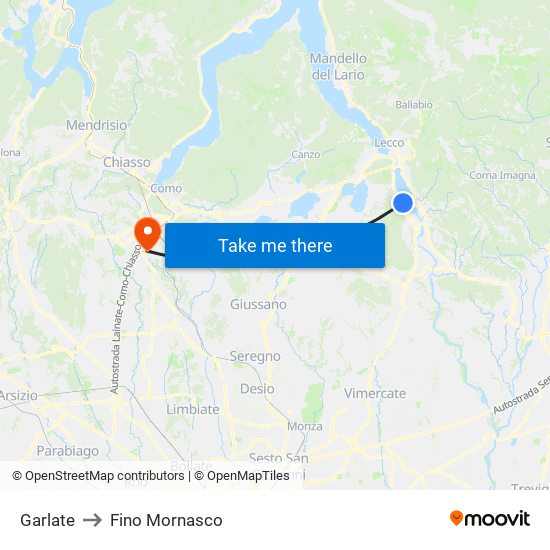 Garlate to Fino Mornasco map