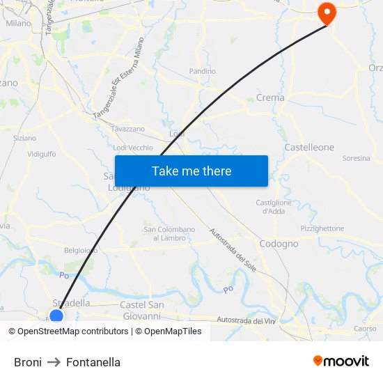 Broni to Fontanella map