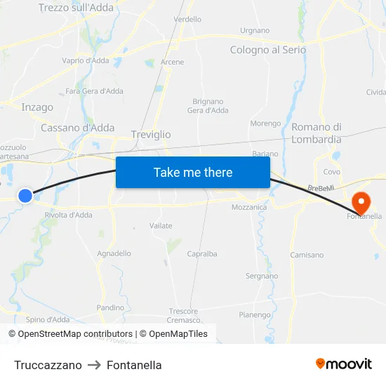 Truccazzano to Fontanella map