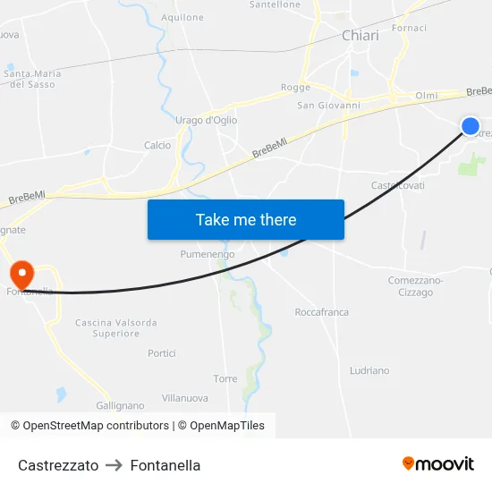 Castrezzato to Fontanella map