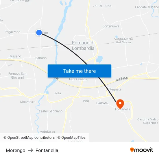 Morengo to Fontanella map
