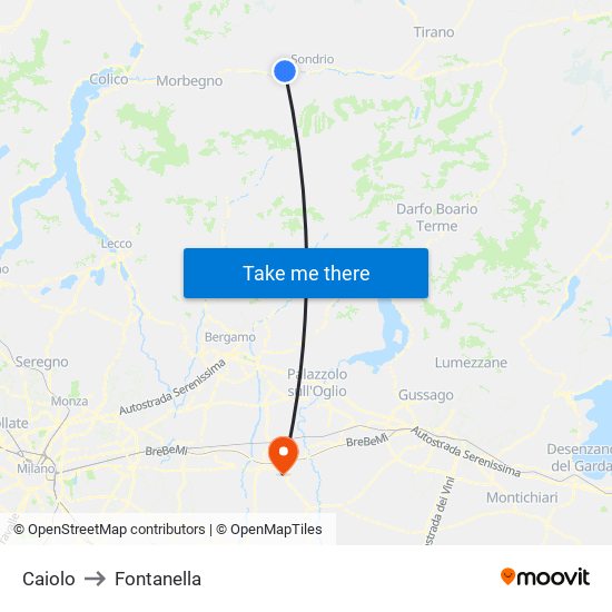 Caiolo to Fontanella map