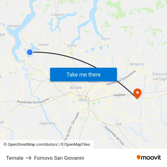 Ternate to Fornovo San Giovanni map