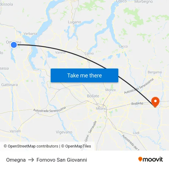Omegna to Fornovo San Giovanni map
