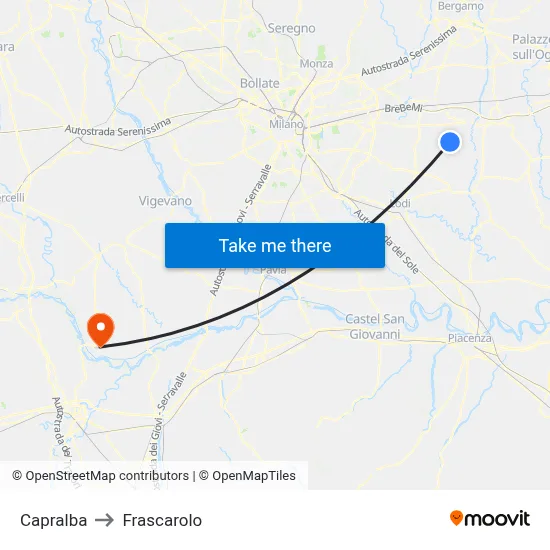 Capralba to Frascarolo map