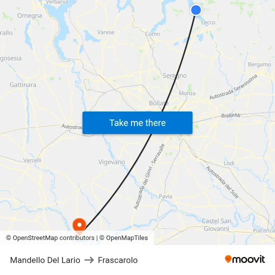Mandello Del Lario to Frascarolo map