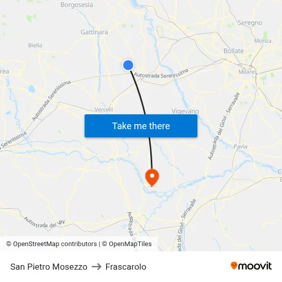 San Pietro Mosezzo to Frascarolo map