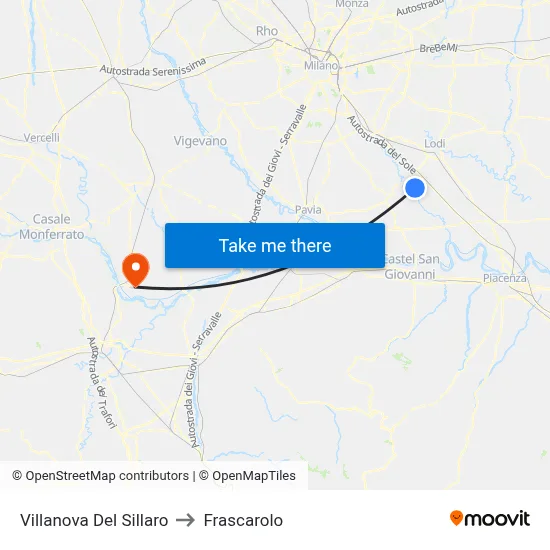 Villanova Del Sillaro to Frascarolo map