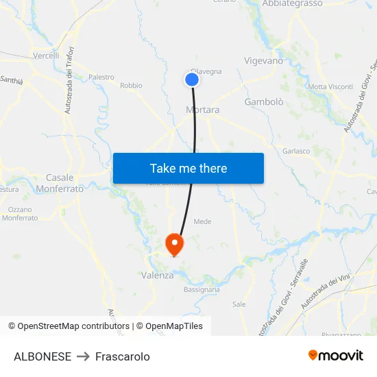 ALBONESE to Frascarolo map
