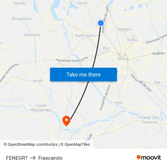 Fenegro to Frascarolo map