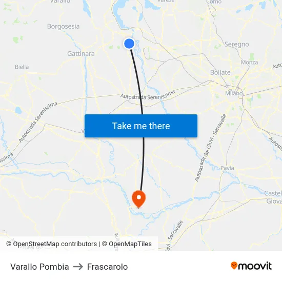 Varallo Pombia to Frascarolo map