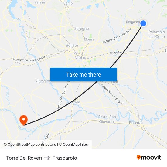 Torre De' Roveri to Frascarolo map