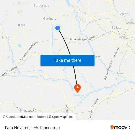 Fara Novarese to Frascarolo map