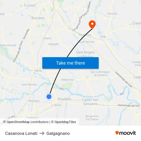 Casanova Lonati to Galgagnano map