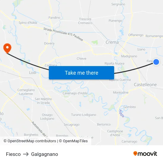 Fiesco to Galgagnano map