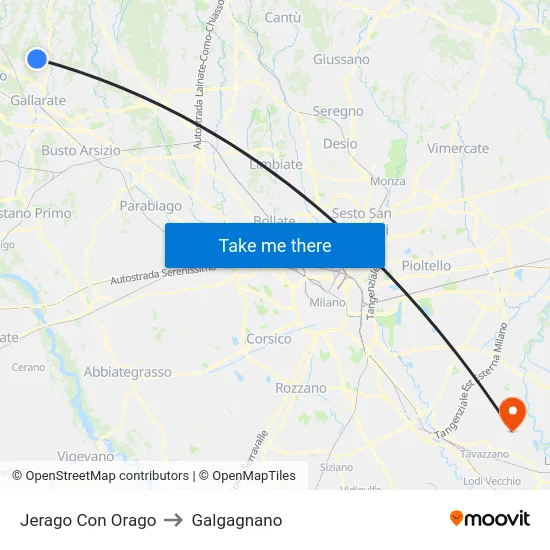 Jerago con Orago to Galgagnano map