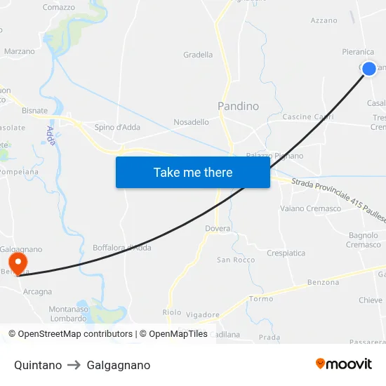 Quintano to Galgagnano map