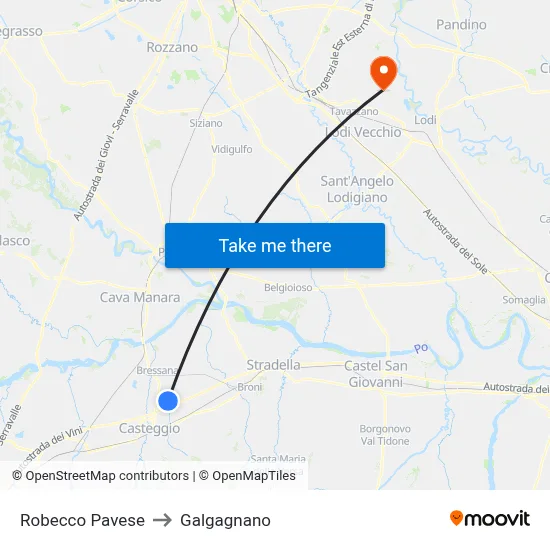 Robecco Pavese to Galgagnano map