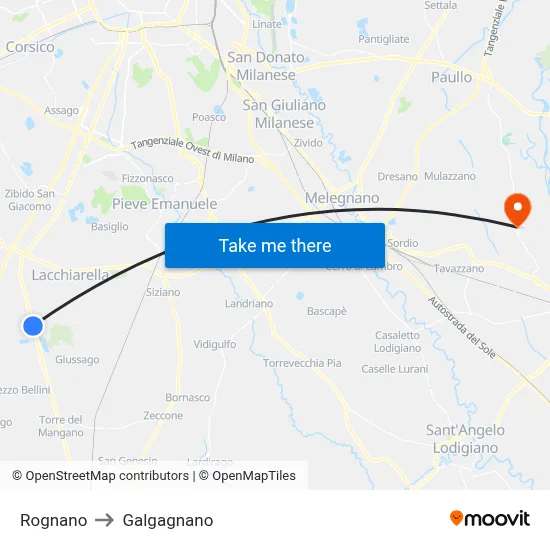 Rognano to Galgagnano map