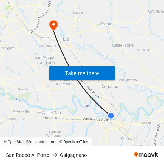 San Rocco Al Porto to Galgagnano map