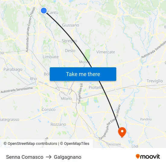 Senna Comasco to Galgagnano map