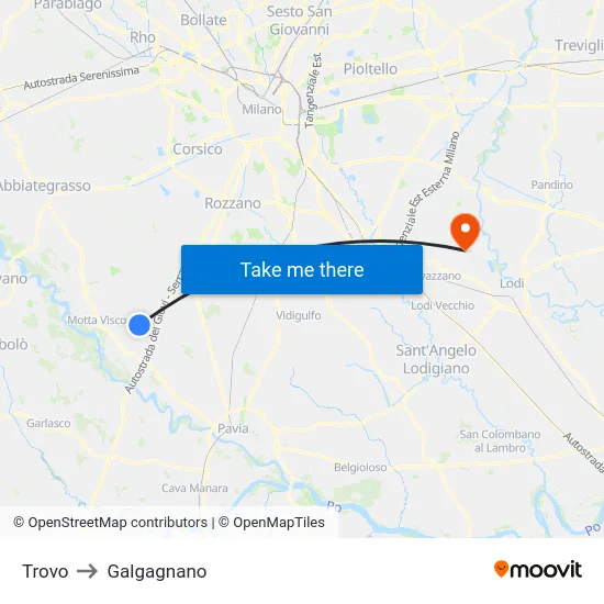 Trovo to Galgagnano map