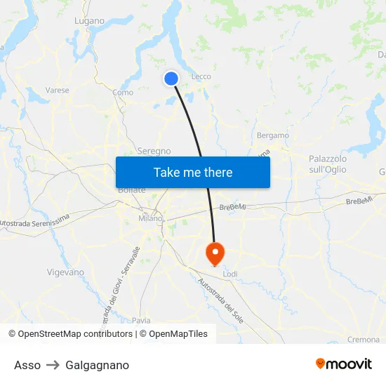 Asso to Galgagnano map