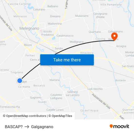 Bascap to Galgagnano map