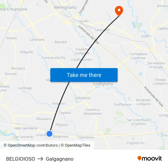 BELGIOIOSO to Galgagnano map