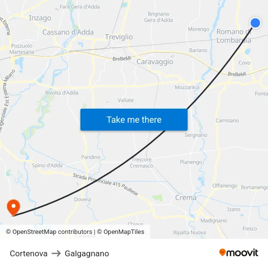 Cortenova to Galgagnano map