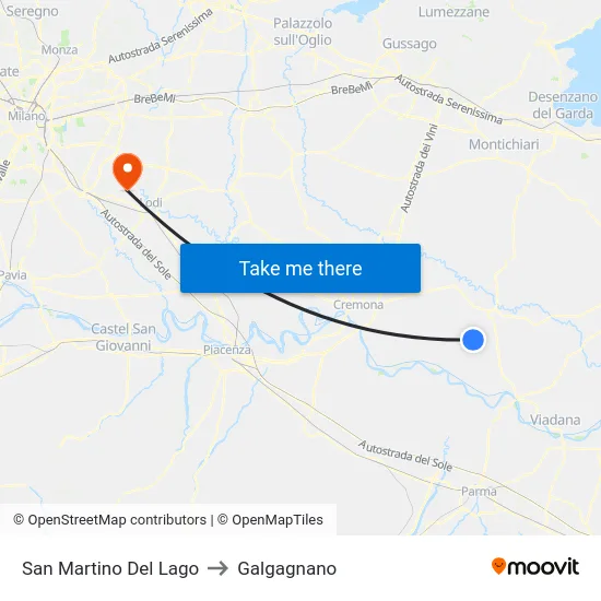 San Martino Del Lago to Galgagnano map