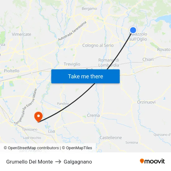 Grumello Del Monte to Galgagnano map