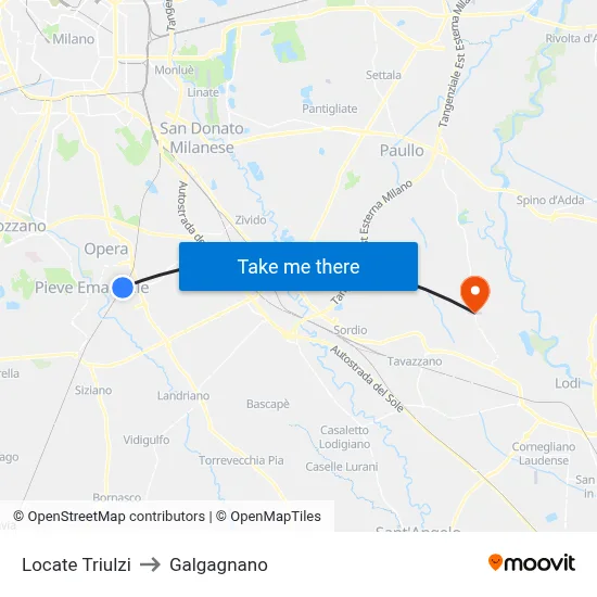 Locate Triulzi to Galgagnano map