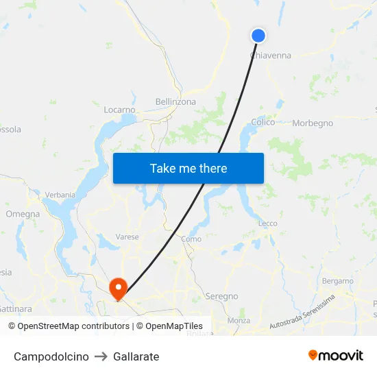 Campodolcino to Gallarate map