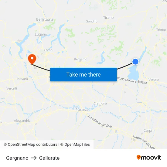 Gargnano to Gallarate map