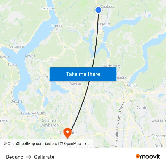 Bedano to Gallarate map