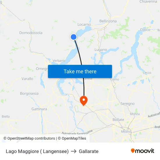 Lake Maggiore (Lake Constance) to Gallarate map