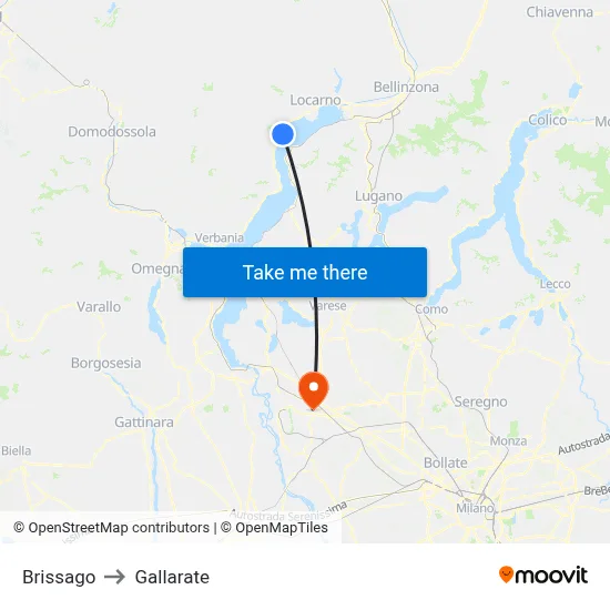 Brissago to Gallarate map